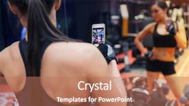  Presentation with people mobile technology - Slide deck featuring taking mirror selfie in gym background and a coral colored foreground