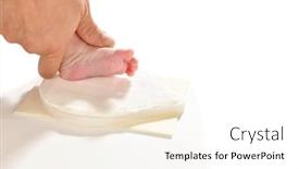  Presentation with baby footprint - Slides having taking-newborn-baby-s-footprint background and a white colored foreground