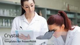  Presentation with taking notes - Cool new presentation with taking notes in a laboratory backdrop and a light blue colored foreground