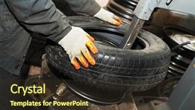  Presentation with tyre - Amazing PPT theme having beautiful girl running in the beach with red ballons in her hand backdrop and a light blue colored foreground