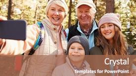  Presentation with selfie - PPT layouts featuring taking outdoor selfie with grandkids background and a coral colored foreground