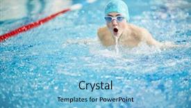  Presentation with wearing swimming goggles and cap - Audience pleasing slide set consisting of taking part in diving competition backdrop and a light blue colored foreground