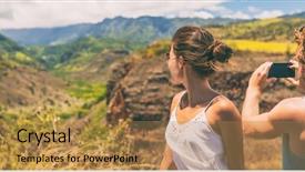  Presentation with travel app - Slide deck enhanced with taking phone pictures of hawaii background and a coral colored foreground