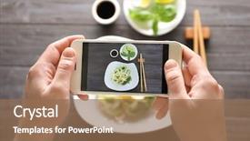  Presentation with food - Beautiful PPT layouts featuring taking photo of delicious food backdrop and a coral colored foreground