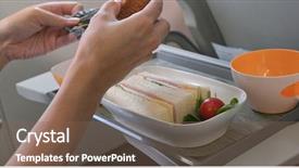  Presentation with taking flight - Audience pleasing PPT theme consisting of taking photo on her flight backdrop and a violet colored foreground