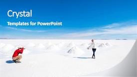  Presentation with tourists - Beautiful slide set featuring taking photos at sault bank backdrop and a teal colored foreground