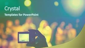  Presentation with concert - Amazing PPT theme having taking picture at a music backdrop and a ocean colored foreground