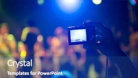  Presentation with concert - PPT theme with taking picture at a music background and a ocean colored foreground