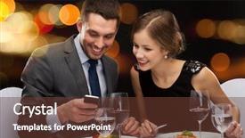  Presentation with main course - Presentation theme consisting of restaurant technology couple and holiday background and a tawny brown colored foreground