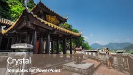  Presentation with tourist - PPT theme having taking picture of the asian background and a  colored foreground