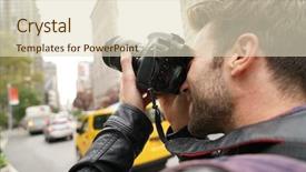  Presentation with new york city subway station - Cool new slides with taking pictures with photo camera backdrop and a soft green colored foreground