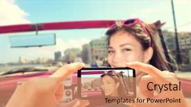  Presentation with smart - Slide set having taking pictures with smart phone background and a coral colored foreground