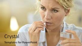  Presentation with work the word in your life - Audience pleasing presentation design consisting of taking pill to ease headache backdrop and a coral colored foreground