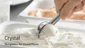  Presentation with ice cream - Audience pleasing slide deck consisting of taking scoop of tasty yogurt backdrop and a  colored foreground