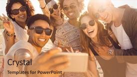  Presentation with selfie - Amazing PPT layouts having taking selfie and having fun backdrop and a coral colored foreground