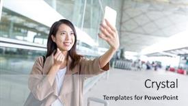  Presentation with korean - Amazing slide deck having selfie and posing korean haert backdrop and a light gray colored foreground