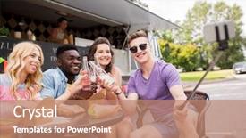  Presentation with food truck - Beautiful slide deck featuring  backdrop and a  colored foreground