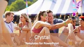  Presentation with festival music - Cool new presentation design with taking selfie at music festival backdrop and a coral colored foreground