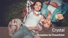  Presentation with selfie - PPT layouts with taking selfie in green park background and a coral colored foreground