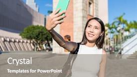  Presentation with hong kong - PPT theme enhanced with taking selfie in hong kong background and a  colored foreground