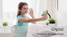  Presentation with technology - Amazing theme having taking selfie or having video backdrop and a light gray colored foreground