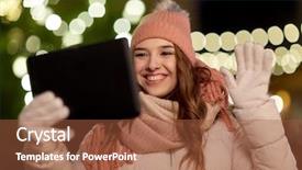  Presentation with winter video - Slides featuring taking selfie or having video background and a red colored foreground