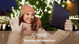  Presentation with winter video - Colorful PPT layouts enhanced with taking selfie or having video backdrop and a coral colored foreground