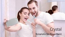  Presentation with happy sad adoption custody - PPT theme having taking selfie while brushing teeth background and a lemonade colored foreground