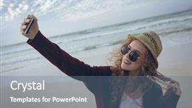  Presentation with selfie - Audience pleasing presentation theme consisting of taking selfie with her mobile backdrop and a ocean colored foreground