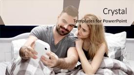  Presentation with selfie - Colorful PPT theme enhanced with taking selfie with instant camera backdrop and a soft green colored foreground