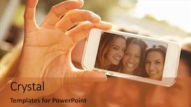  Presentation with selfie - Cool new presentation theme with taking selfie with mobile phone backdrop and a red colored foreground