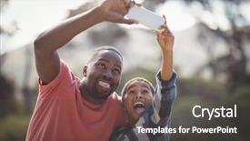  Presentation with selfie - Presentation theme consisting of taking selfie with mobile phone background and a dark gray colored foreground