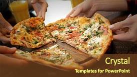  Presentation with pizza - Cool new slides with taking slices of tasty pizza backdrop and a tawny brown colored foreground