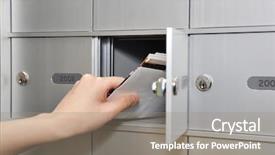  Presentation with letters - Cool new PPT theme with taking some letters from mail backdrop and a gray colored foreground