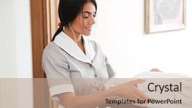  Presentation with housekeeping - Beautiful slides featuring taking towels from the housekeeping backdrop and a coral colored foreground