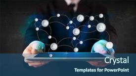  Presentation with earth - Audience pleasing presentation theme consisting of talbet with earth communication technology backdrop and a  colored foreground