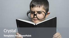  Presentation with book glasses - Presentation design consisting of tale boy with giant glasses background and a  colored foreground