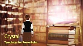  Presentation with fairy tale - Beautiful theme featuring tale tiny boy and book backdrop and a tawny brown colored foreground