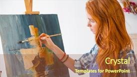  Presentation with steam generator abstract art red - PPT theme having talent attraction - beautiful serene young female painter background and a red colored foreground