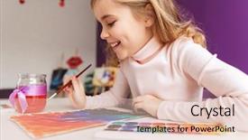  Presentation with big table - Colorful slide deck enhanced with talent attraction - lovely little girl painting backdrop and a lemonade colored foreground