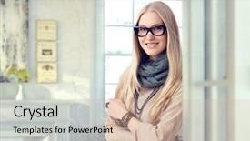  Presentation with artist - Beautiful slide deck featuring talent attraction - young blonde caucasian casual artist backdrop and a soft green colored foreground