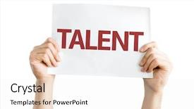  Presentation with management - Theme enhanced with talent card isolated on white background and a sky blue colored foreground