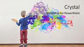  Presentation with talent development - Amazing PPT theme having talent development - childhood concept little painter drawing backdrop and a light gray colored foreground