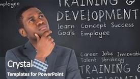  Presentation with talent development - Amazing theme having talent development - young businessman thinking against blackboard backdrop and a dark gray colored foreground