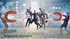  Presentation with magnet - Cool new slides with talent management - businessman in recruitment concept backdrop and a light gray colored foreground