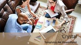  Presentation with farewell colleagues - Cool new theme with talent management - confident designer advising her colleagues backdrop and a coral colored foreground