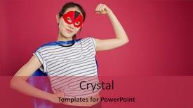  Presentation with hero woman - Amazing theme having talent red - asian woman dressed up backdrop and a red colored foreground