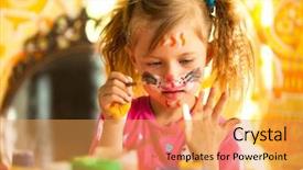  Presentation with sound pain child - Theme enhanced with old yellow brick wall texture background close up background and a coral colored foreground