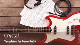  Presentation with electric guitar - Slide deck having talent red - electric guitar with notes background and a tawny brown colored foreground