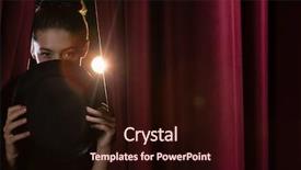  Presentation with curtain - Cool new PPT theme with talent red - happy ballet dancer with hat backdrop and a  colored foreground